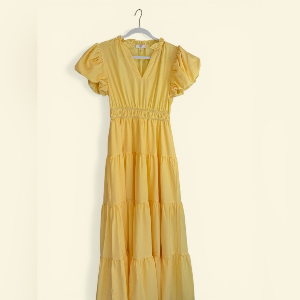NWOT Entro Sunny Yellow Tiered Dress - Picture 2 of 4
